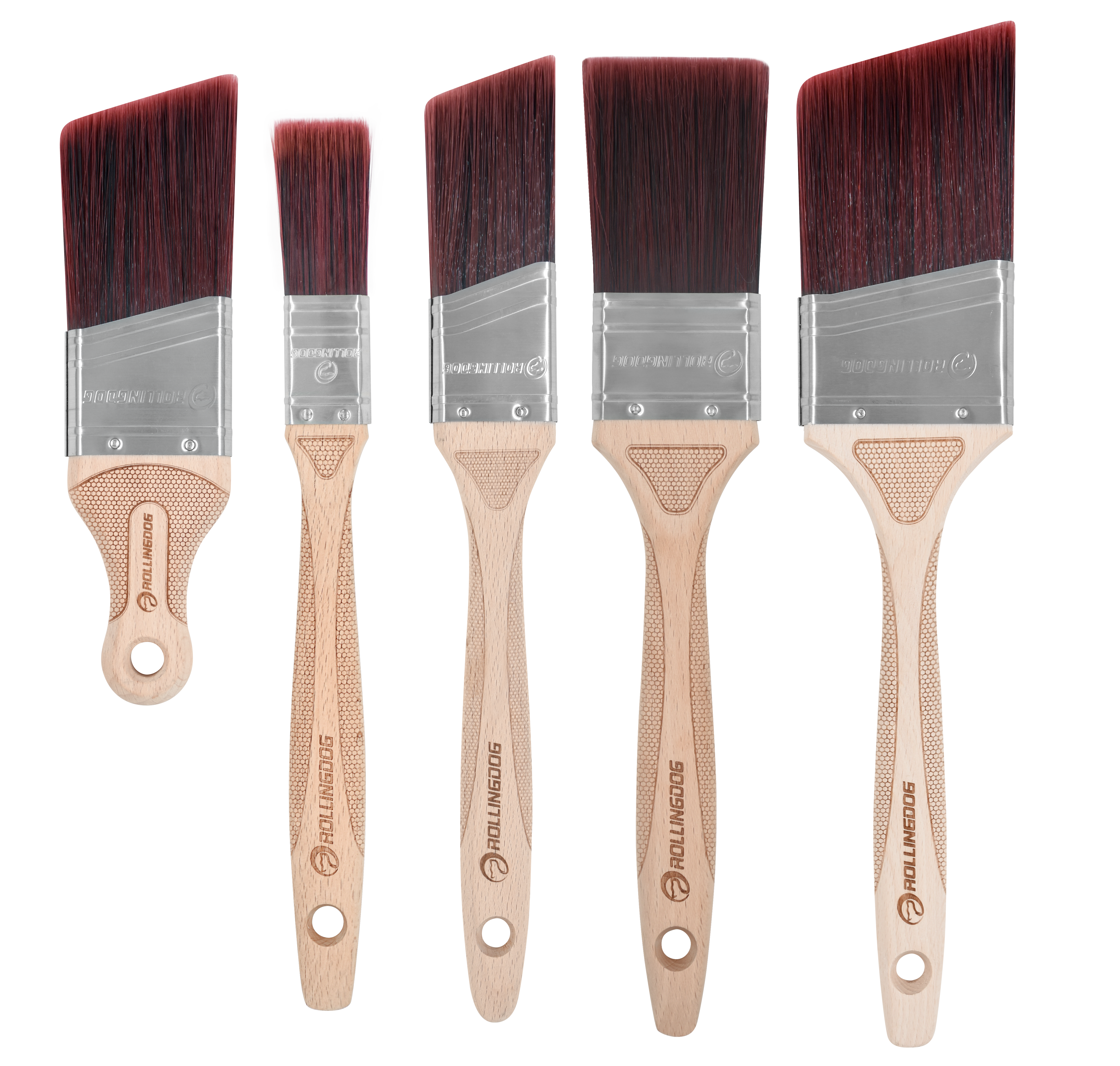 ROLLINGDOG 5‑teiliges Pinselset – Flach- & Schrägpinsel, Profi & Hobby