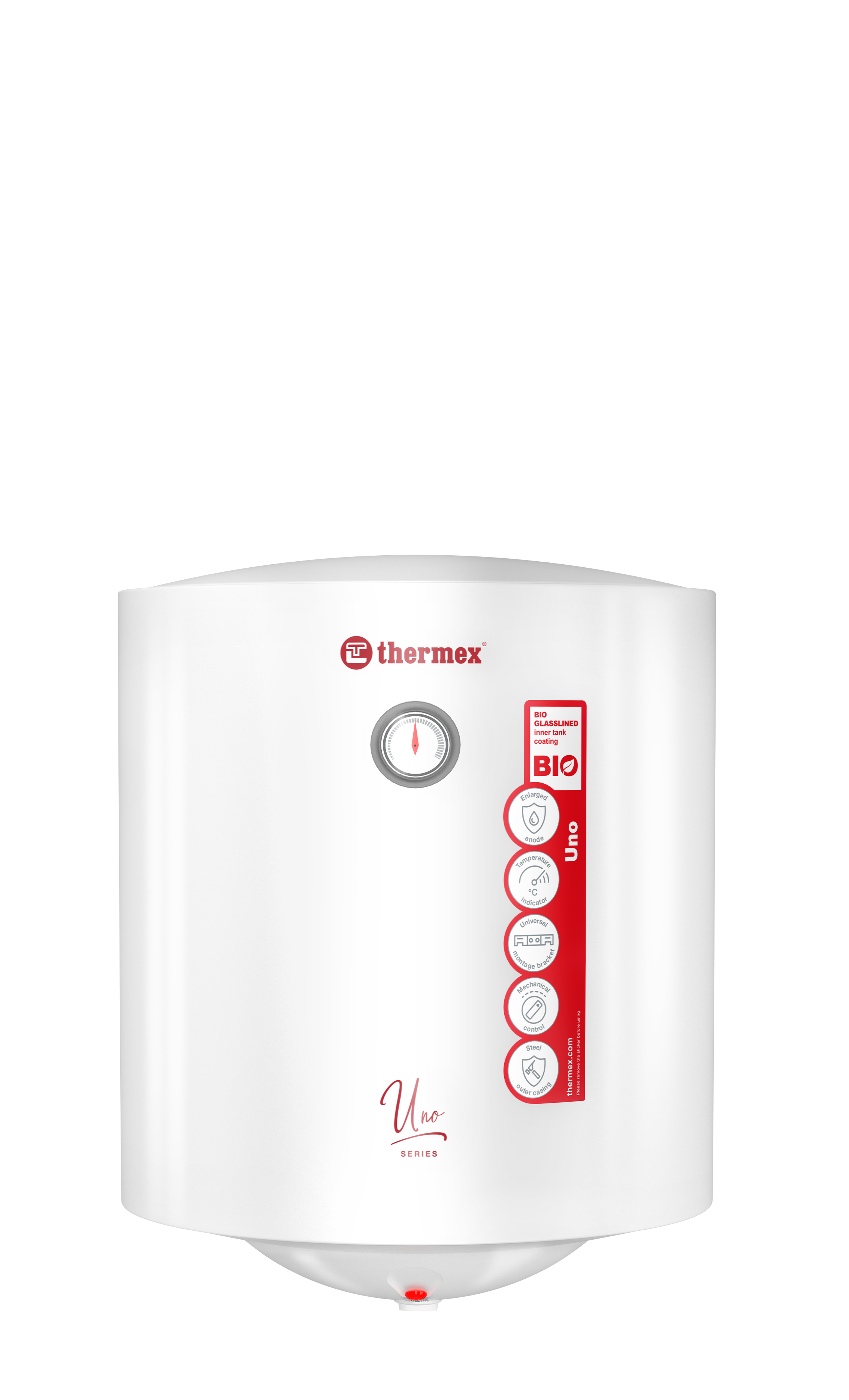 THERMEX Uno 50 V Warmwasserspeicher 50L, Elektrischer Boiler 1,5 kW, Warmwasserbereiter 230V, Vertikale Wandmontage