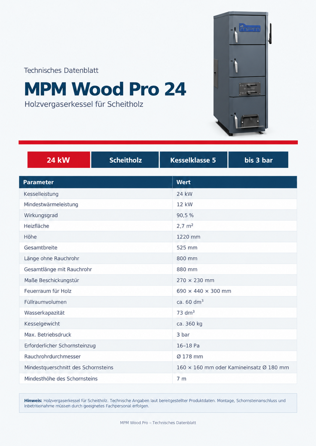 MPM Wood Pro 24 Holzvergaserkessel 12–24 kW