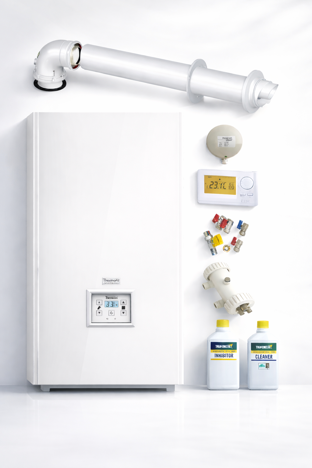 Gastherme Therm 24 KDCN - Kombitherme Komplettpaket mit Wanddurchführung