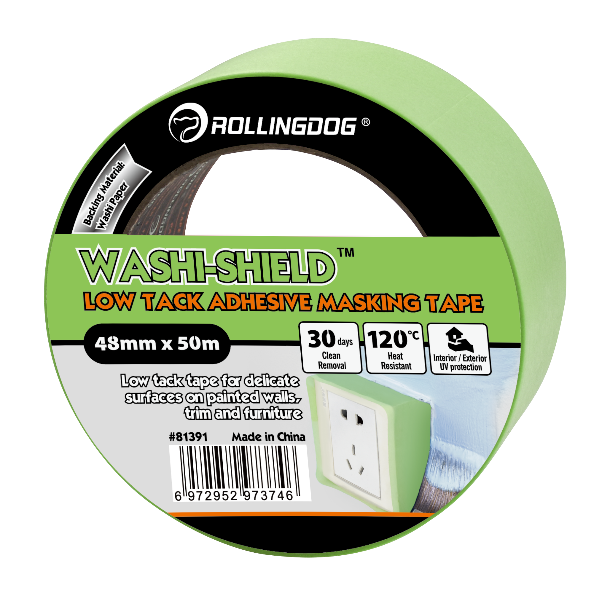 ROLLINGDOG Grünes Malerkrepp - 48 mm × 50 m