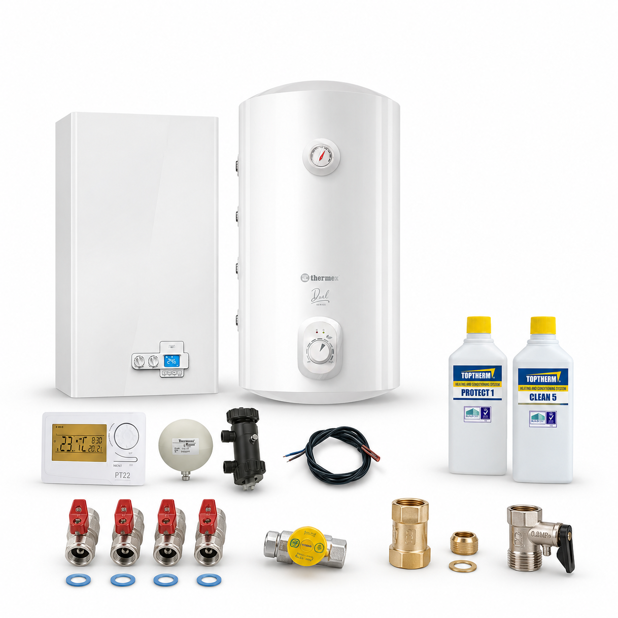 Thermona Komplettpaket Heiztherme mit Warmwasserspeicher - Gastherme Therm 18/25/35 KDZ